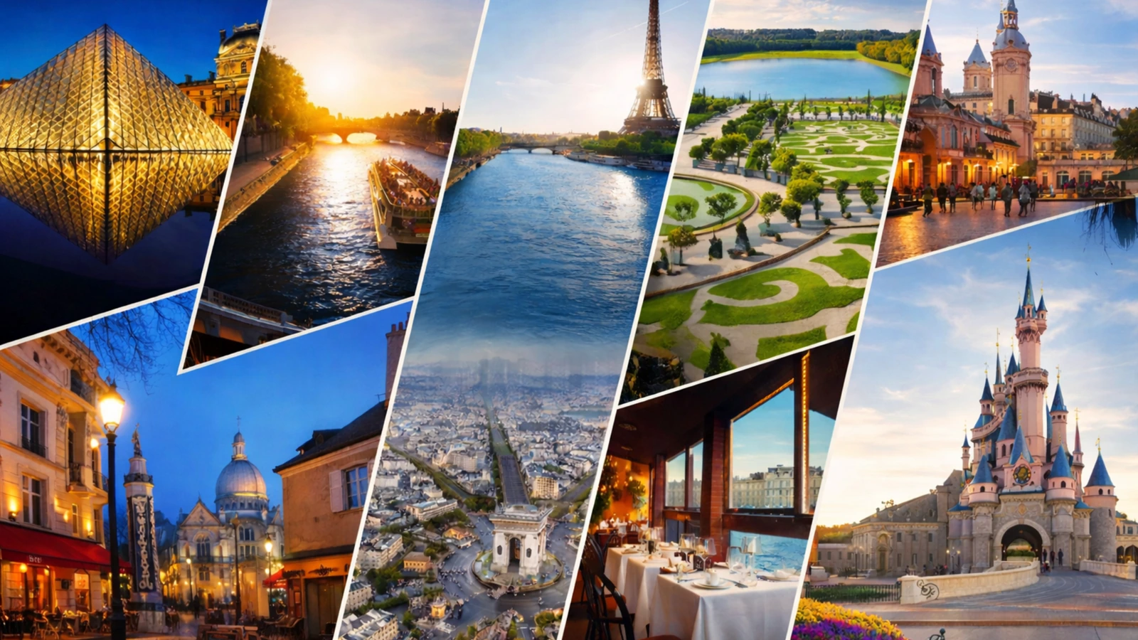 Premium Paris 3-day itinerary collage with iconic landmarks in diagonal panels