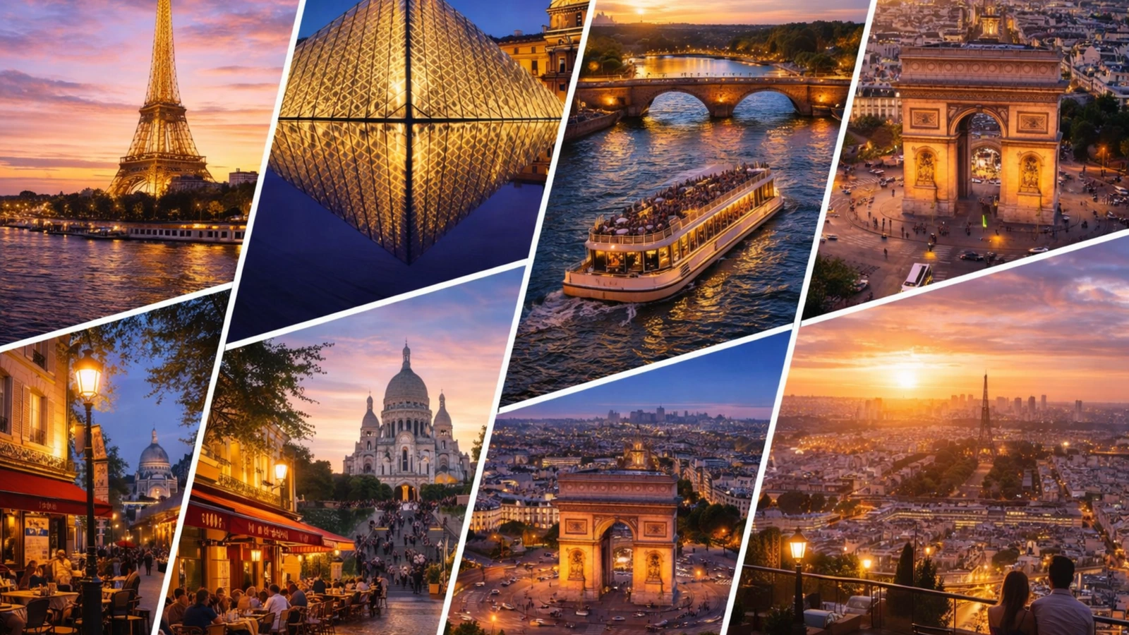 Premium Paris 4-day itinerary collage with iconic landmarks and neighborhood scenes